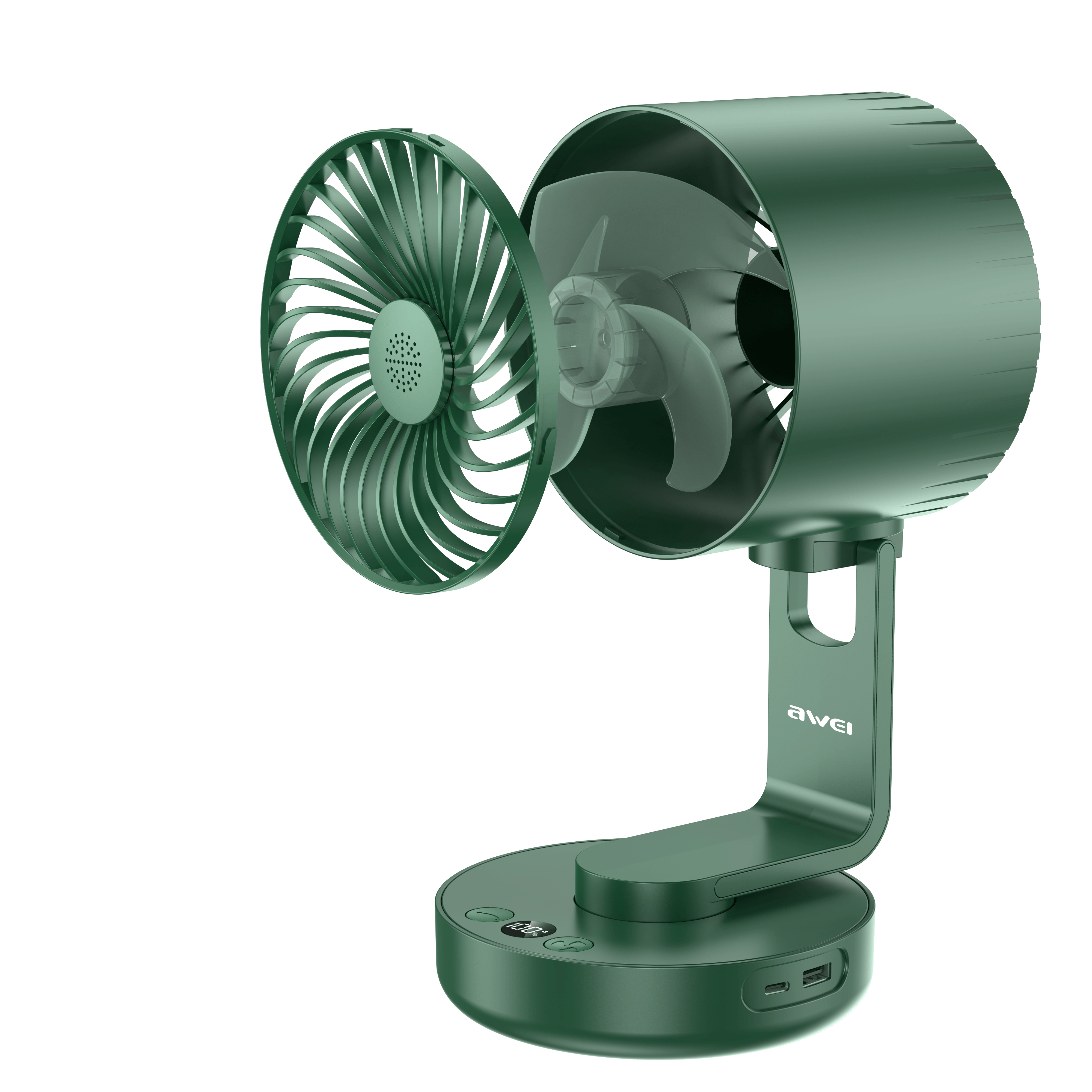 Awei F34 Strong Wind Air Circulation Wide Angle Night Lamp Fan 4000mAh