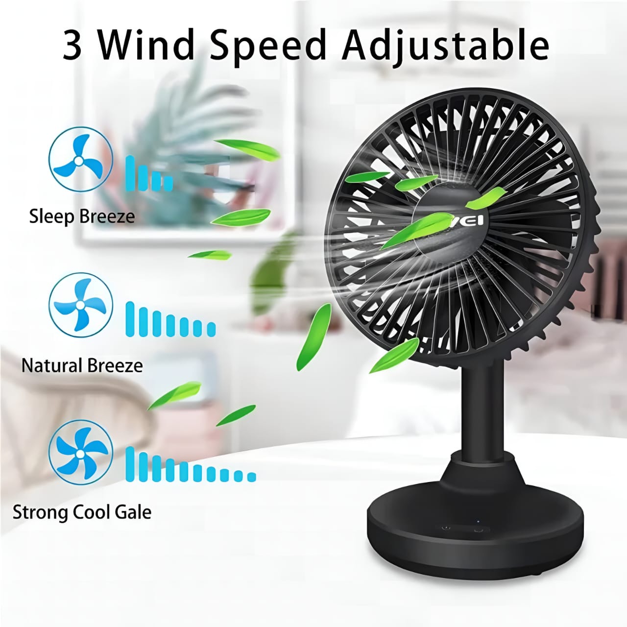 Awei F29 Compact Strong Wind Rechargeable Fan Desktop Silent Fan